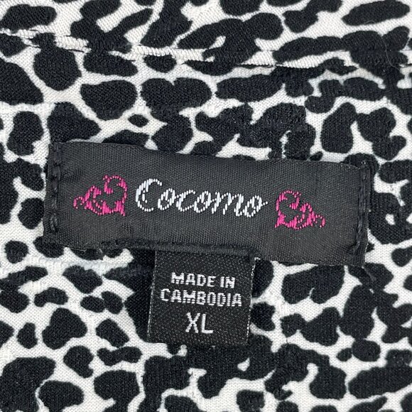 Cocomo Womens XL Animal Print Tunic Top Stretch Roll Tab Sleeve Blouse Shirt - Picture 3 of 11